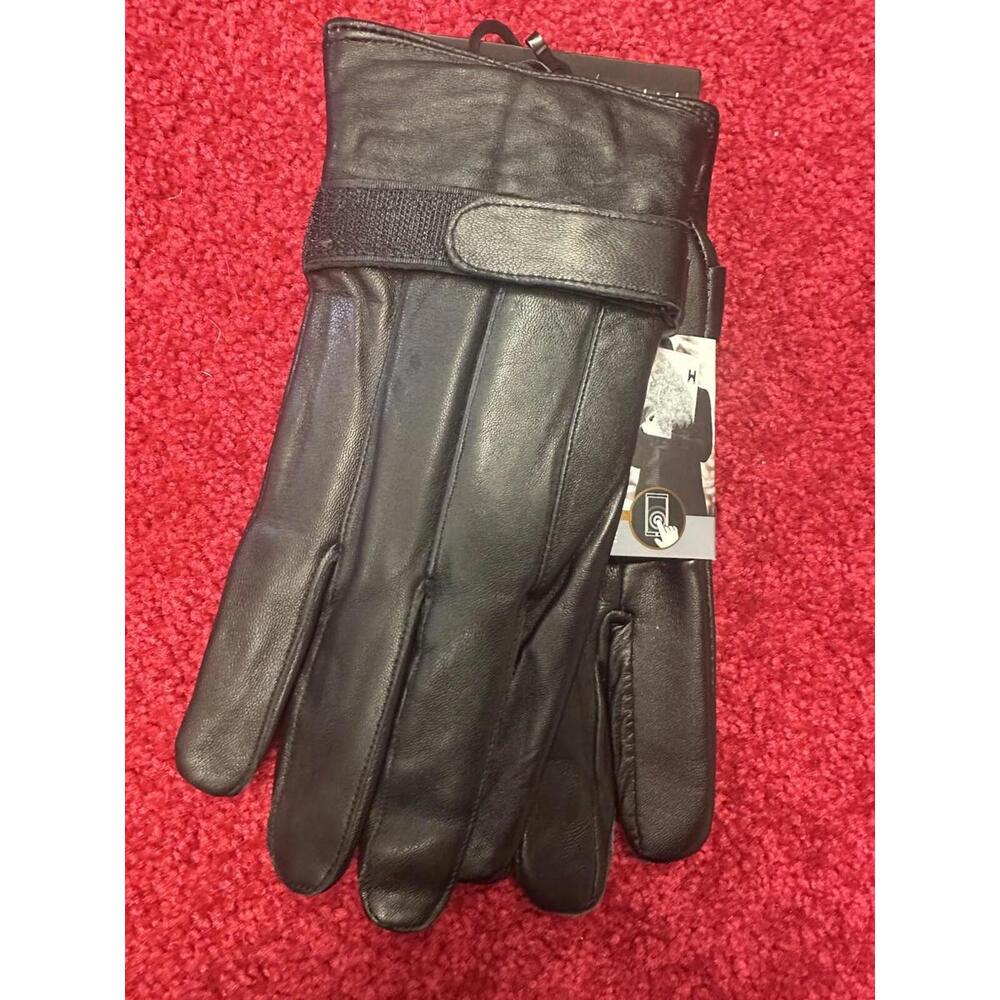 Trufit mens leather fleece lined touchscreen glove one size black 1